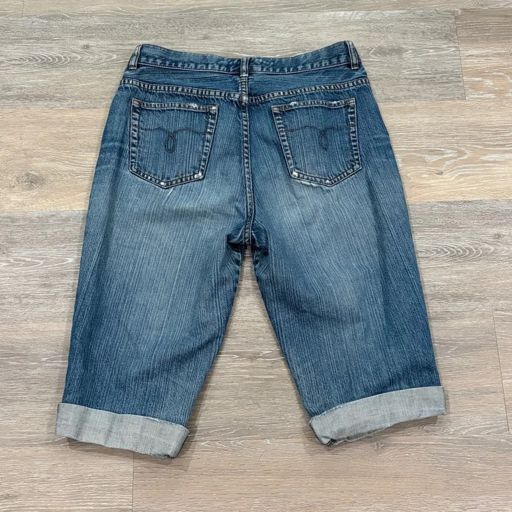 Lauren Jeans Premium Womens Blue Denim Bermuda Shorts Cuffed Size 8 Medium Wash